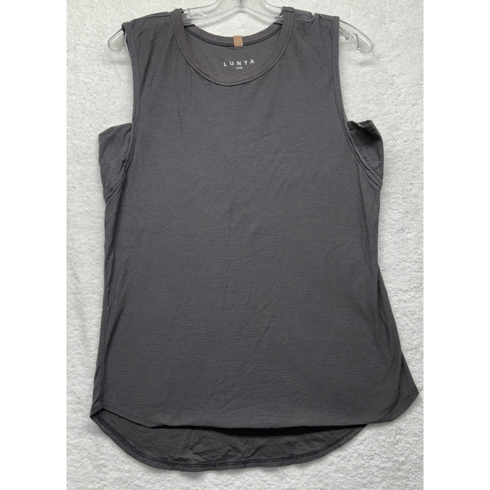 Lunya Womens Size S Gray Sleeveless Muscle Tee Tank Top (T1)
